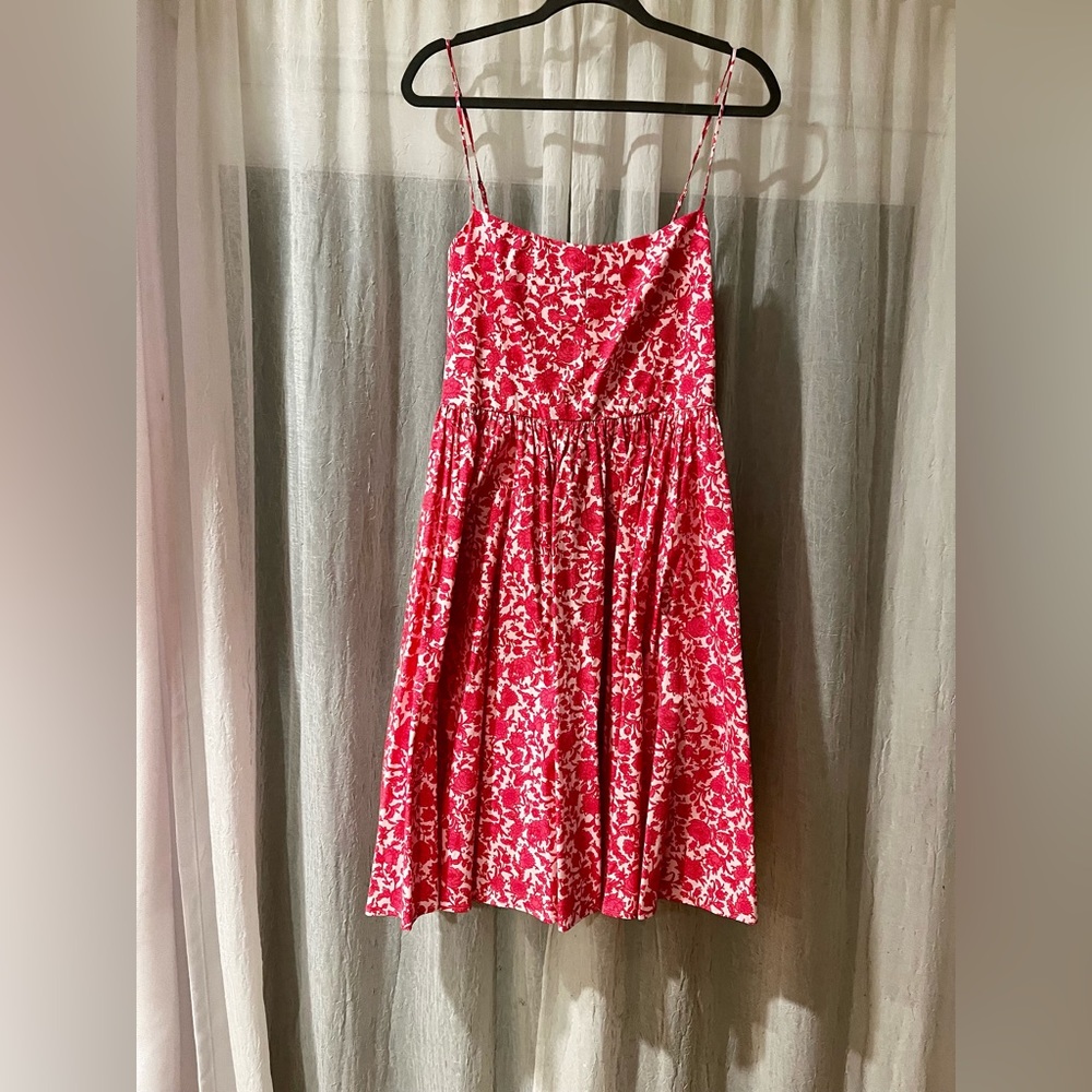 Womens J.Crew pink A-Line cotton poplin dress